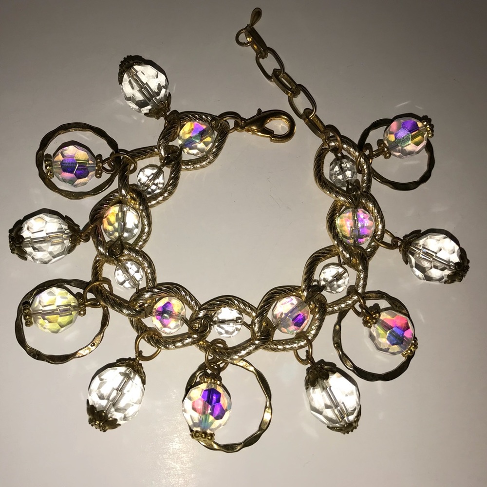 Natural Glass and Gold Bracelet